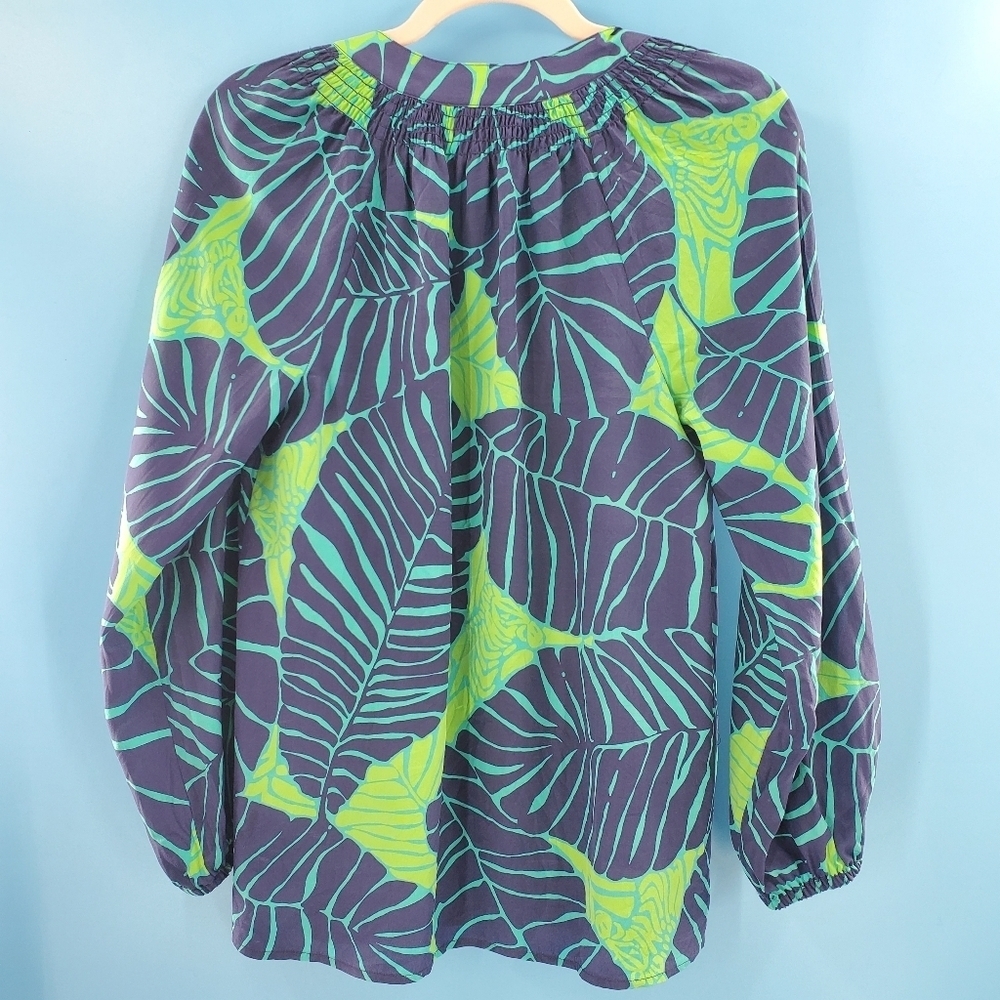 Lilly Pulitzer tropical leaf print silk blouse S - Picture 11 of 11
